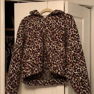American eagle cheetah Sherpa zip up